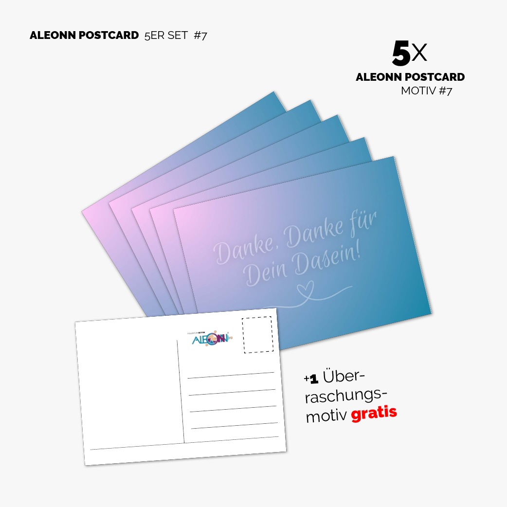 5 x Postkarte: Danke, Danke dass es Dich gibt
